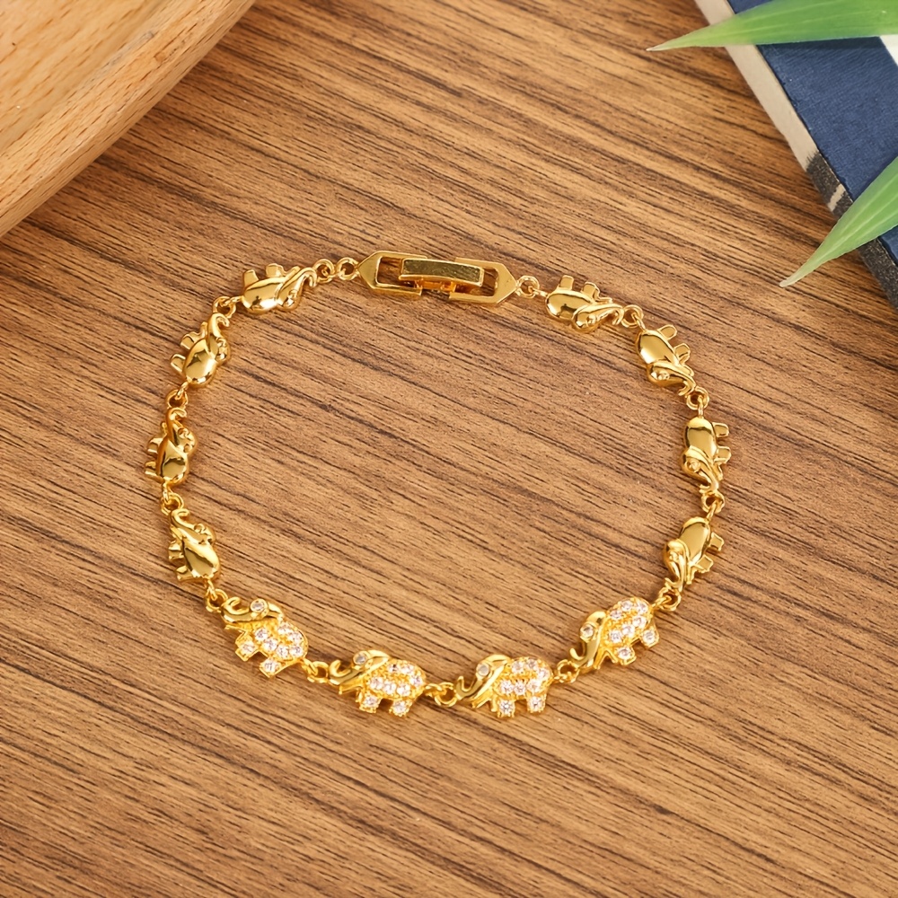 Women's Luxurious Elephant Bracelet with Cubic Zirconia, Daily Wear
